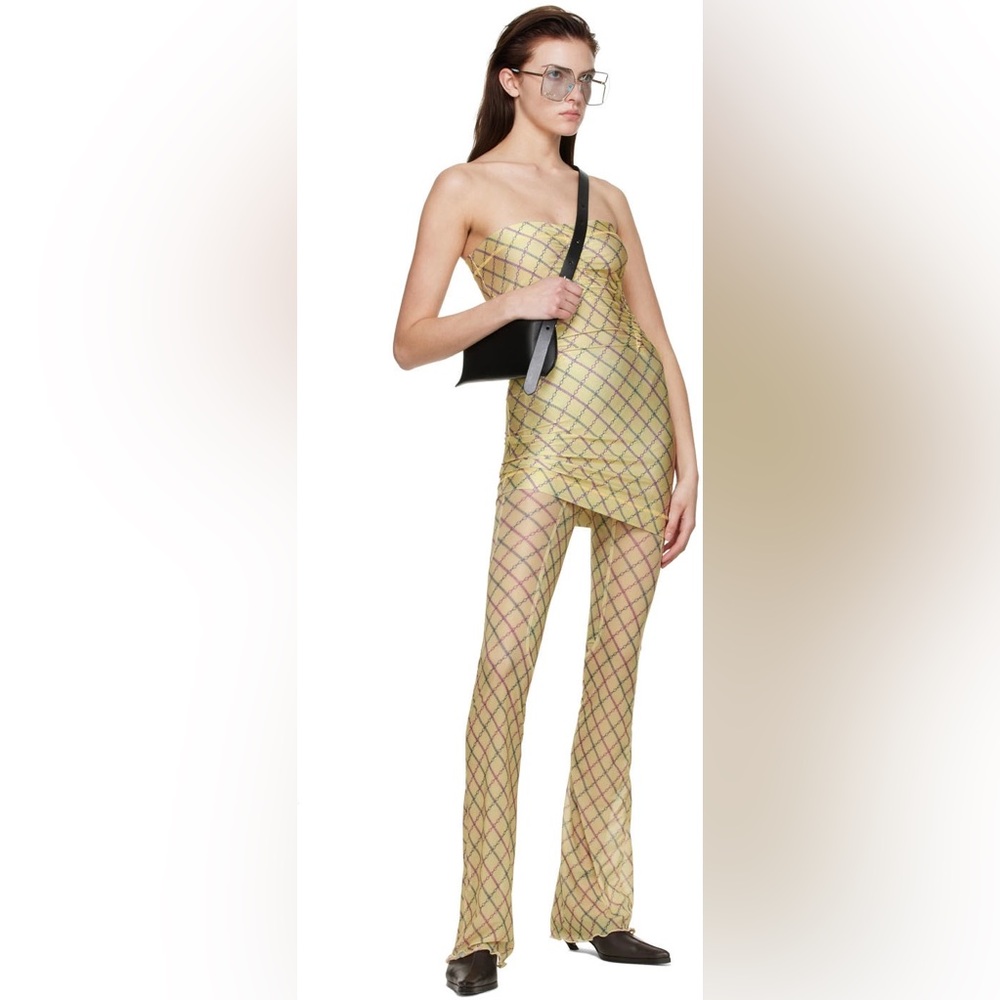 KNWLS Yellow Polyester Mini Dress and Trousers Set